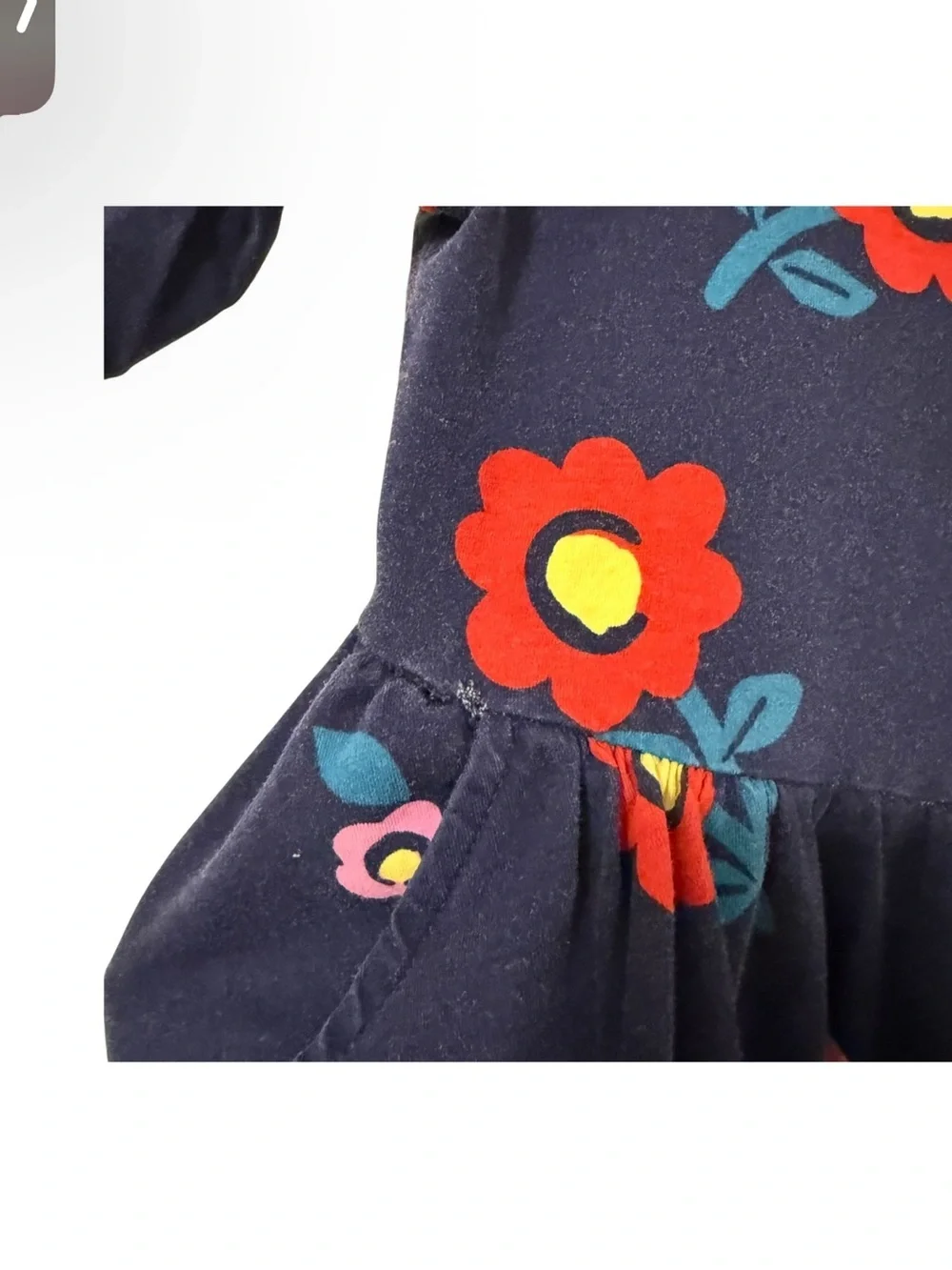 4/$25 Hanna Andersson Flower Twirl Dress Girls Size 6-7 Navy Red Pockets READ